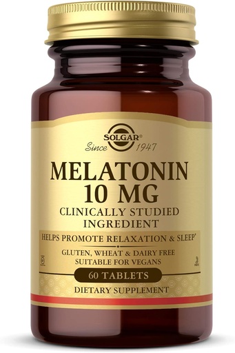 [BRSWIYIEAR4QE2D2] Solgar Melatonin 10mg Tablets HighDosage Helps Promote Relaxation Sleep ClinicallyStudied Melatonin Supports Natural Sleep Cycle Vegan Gluten Free Dairy Free Kosher Servings, 60 Count