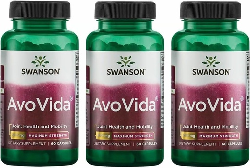 [BRSWGFD3BZYAMEQ3] Swanson AvoVida - Natural Supplement Promoting Joint Health & Mobility - Avocado & Soybean Unsaponifiables to Support Cartilage & Tissue Health - (60 Capsules, 300mg Each) 3 Pack