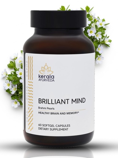 [BRSRMCQNOUIB6ET5] Kerala Ayurveda Brahmi (Bacopa Monnieri) Pearls - 60 Capsules | Ayurvedic Brain Health, Memory & Focus Herbal Supplement for Adults | Natural Focus & Stress Relief Brain Booster | Prop 65 Compliant