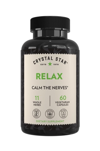 [BRSWIYT3PMCQECA7] Crystal Star Relax (60 Capsules) - Helps Calm Nerves with Ashwagandha, American Skullcap and Kava Kava - Non-GMO