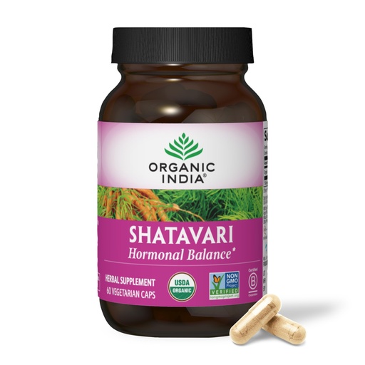 [BRSREBQ5BB7QGCLG] ORGANIC INDIA Shatavari Capsules - Herbal Supplement, Supports Hormonal Balance & Immune System, Vegan, Gluten-Free, USDA Organic, Supports Reproductive Health - 60 Capsules