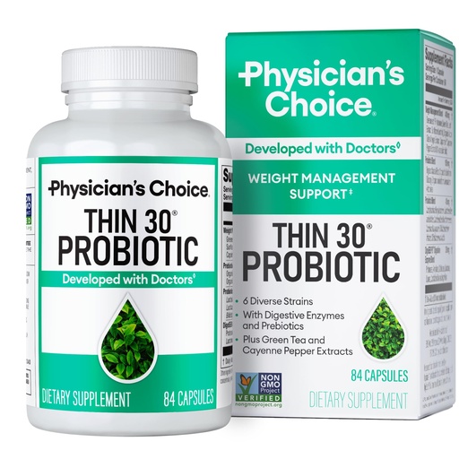 [BRSROFILAV5GYHL2] Physician's CHOICE Probiotics for Weight Management & Bloating - 6 Probiotic Strains - Prebiotics - Key ingredient Cayenne - Supports Gut Health - Weight Management for Women & Men - Green Tea - 84 CT