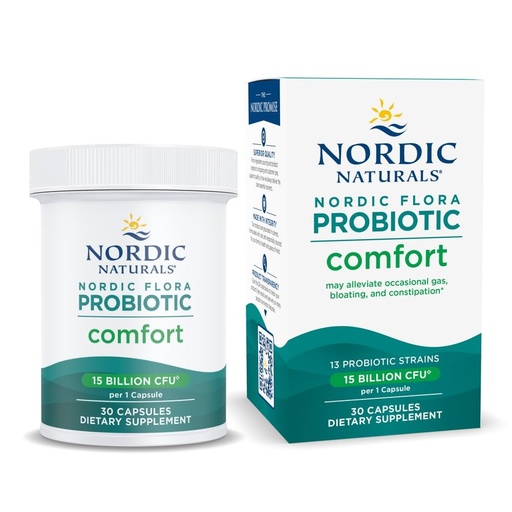[BRSWKHY5AB6QOELB] Nordic Naturals Nordic Flora Probiotic Comfort - 30 Capsules - 13 Probiotic Strains w/ 15 Billion Cultures - Supports Regularity & Digestive Comfort, Alleviates Bloating - Non-GMO, Vegan - 30 Servings