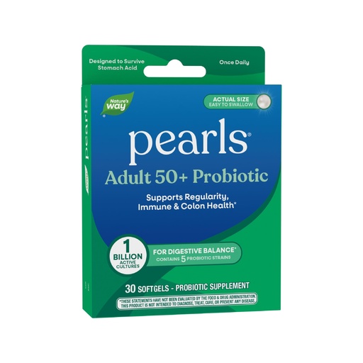 [BRSWIHQ5CQNRQYLO] Nature's Way Pearls Adult 50+ Probiotic, Probiotics for Digestive Health* Supports Regularity, Immune & Colon Health*, 1 Billion Cultures, No Refrigeration Needed, 30 Softgels