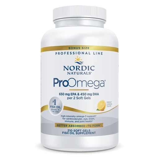 [BRSWGAYOB4BRO2DL] Nordic Naturals ProOmega, Lemon Flavor - 210 Soft Gels - 1000 mg Omega-3 - High-Potency Fish Oil with EPA & DHA - Promotes Brain, Eye, Heart, & Immune Health - Non-GMO - 105 Servings