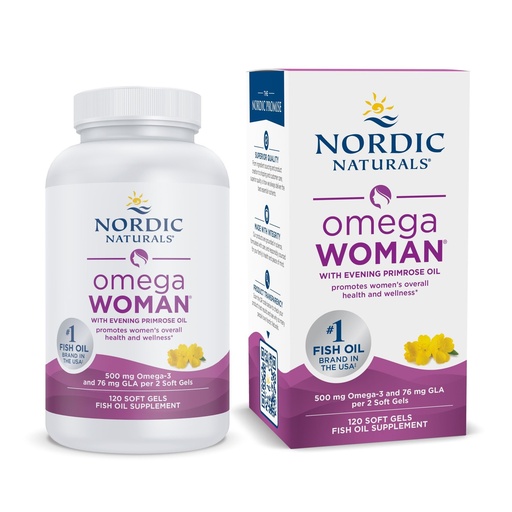[BRSWIYAKCIOGC2LY] Nordic Naturals Omega Woman, Lemon - 120 Soft Gels - 500 mg Omega-3 + 800 mg Evening Primrose Oil - Healthy Skin & Optimal Wellness - Non-GMO - 60 Servings