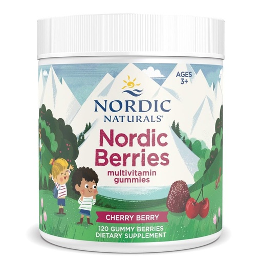 [BRSWKHQ5BMCBG2T4] Nordic Naturals Nordic Berries, Cherry Berry - 120 Gummy Berries - Great-Tasting Multivitamin for Ages 2+ - Growth, Development, Optimal Wellness - Non-GMO, Vegetarian - 30 Servings