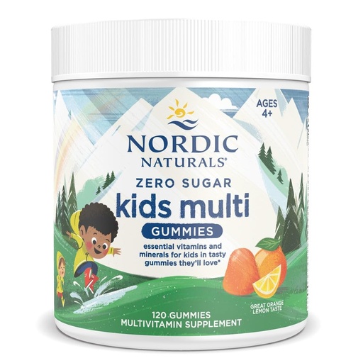 [BRSWYGT2BNYAYE3J] Nordic Naturals Zero Sugar Kids Multi Gummies, Orange Lemon - 120 Gummies - Great-Tasting Multivitamin for Ages 4+ - Supports Growth & Development - Non-GMO, Vegetarian - 30 Servings