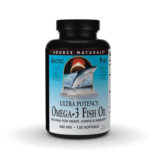 [BRSWIY35AQJR62TK] Source Naturals ArcticPure Ultra Potency 850 mg Omega-3 Fish Oil - 120 Softgels