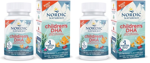 [BRSREAACC57BUH3U] Nordic Naturals Children’s DHA, Strawberry - 120 Mini Chewable Soft Gels for Kids - 250 mg Omega-3 with EPA & DHA - Brain Development & Function - Non-GMO - 30 Servings (Pack of 2)