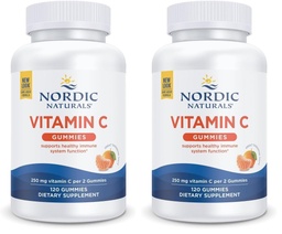 Nordic Naturals Vitamin C Gummies, Tart Tangerine - 120 Gummies - 250 mg Vitamin C - Immune Support, Antioxidant Protection, Child Growth & Development - Non-GMO, Vegan - 60 Servings (Pack of 2)