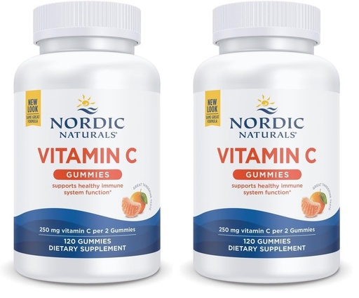 [BRSREAAFC4ORO3A4] Nordic Naturals Vitamin C Gummies, Tart Tangerine - 120 Gummies - 250 mg Vitamin C - Immune Support, Antioxidant Protection, Child Growth & Development - Non-GMO, Vegan - 60 Servings (Pack of 2)