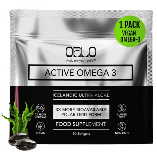 [BRSRMGIZOAFRQ334] Orlo Vegan Omega 3 Algae Oil 1000mg - Natural Icelandic Nordic Omega-3 EPA & DHA Supplement - Fish Oil & Krill Alternative for Heart & Brain – 60 Easy-to-Swallow Burpless Mini Softgels