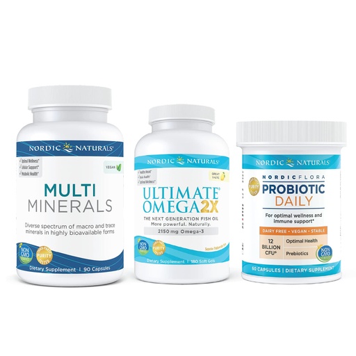 [BRSRMYL2C5YAOHL5] Nordic Naturals Starter Pack - Multi Minerals, Ultimate Omega 2X, Nordic Flora Probiotic Daily