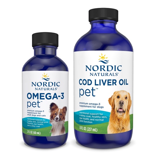 [BRSREYI3BAPWOCLF] Nordic Naturals Omega-3 Pet Bundle - 2 oz Omega-3 Fish Oil for Small Dogs & Cats, 8 oz Pet Cod Liver Oil Promotes Heart, Skin, Coat, & Immune Health