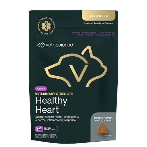[BRSROZIFBMGQECAY] VETRISCIENCE Veterinary Strength Healthy Heart Chews - Heart & Energy Supplement for Pets - Cardiovascular Supplement - Pet Blood Flow Support - Chicken Flavor - 60 Count