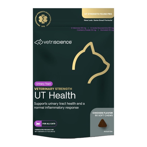 [BRSROZIFAV6BEC35] VetriScience Veterinary Strength UT Health Chews - Cat Urinary Tract Wellness Supplement for Supporting Feline Urinary Health - with Calming Blend - Chicken Flavor - 90 Count
