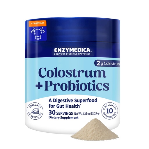[BRSREZYTBEPRUDLP] Enzymedica Colostrum + Probiotics Powder Supplement - Grass Fed Bovine Colostrum for Women & Men, Peptide & Lactoferrin Support, Promotes Hair, Skin, Nails, Immune & Gut Health, Gluten Free - 3.25 oz