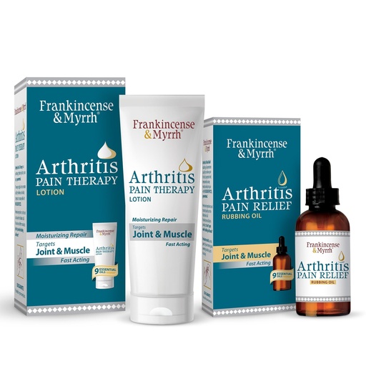 [BRSROGQ6BZYAY3Q6] FRANKINCENSE & MYRRH Combo Pack - Arthritis Pain Relief Rubbing Oil 2 oz. and Arthritis Pain Reliever Therapy Cream for Joints & Sciatica Relief, 3 oz., Hydrating Lotion with Essential Oils