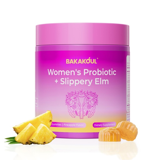 [BRSRE2QBOV6GYALF] BAKAKOUL Feminine Probiotics Gummies for Women, Vaginal Probiotics with Slippery Elm,Prebiotics & Probiotics Supports pH Balance,Immune Health, Vegan, Non-GMO, Pineapple Flavor,60 Gummies 1 Pack