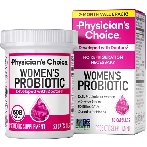[BRSW2CD2C4MRGC3X] Physician's Choice Probiotics - PH Balance, Digestive, UT, & Feminine Health - 50 Billion CFU - 6 Unique Strains for Women - Organic Prebiotics, Cranberry Extract+ - Probiotic - 60 CT
