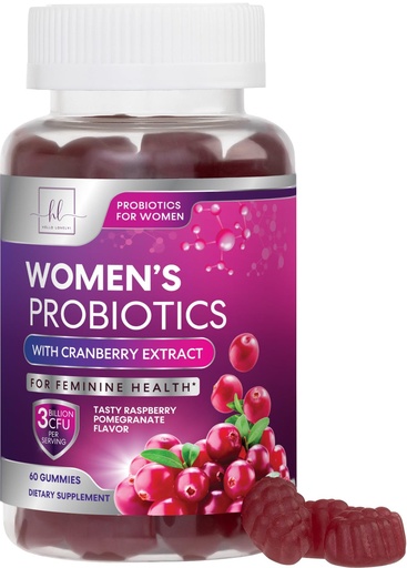 [BRSRMZYQBAMBE3TZ] Probiotics for Women Gummies with Cranberry - 6 Premium Strains for PH Balance - Women Probiotics for Digestive Health, Vaginal & Immune Support, Women's Probiotic Feminine Health Gummy - 60 Gummies