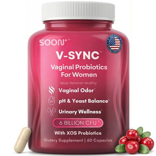 [BRSREBT2CVYGOE35] SOON+ Vaginal Probiotics for Women, V-Sync Vaginal Probiotic with Lactobacillus, Cranberry & Prebiotics, Support pH Balance for Women, Urinary Health Digestive Support, 6 Billion CFU, 60 Capsules