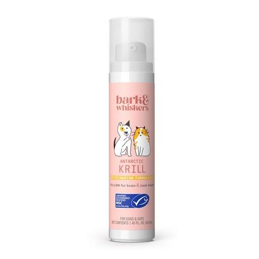 [BRSWIFITCEBRWYDY] Bark & Whiskers Krill Oil Liquid Pump - Omega-3 Fatty Acids for Cats & Dogs - Supports Joint Comfort, Skin & Brain Function - Antioxidant Support - 1.45 Fl Oz (186 Pumps)