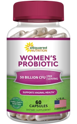 [BRSRAGAHOB7BOADK] aSquared Nutrition Probiotics for Women - 50 Billion CFU Women's Probiotic Supports Digestive, Gut, Vaginal & Urinary Tract Health - Prebiotics for Females - 60 Capsules - Alt to Gummies