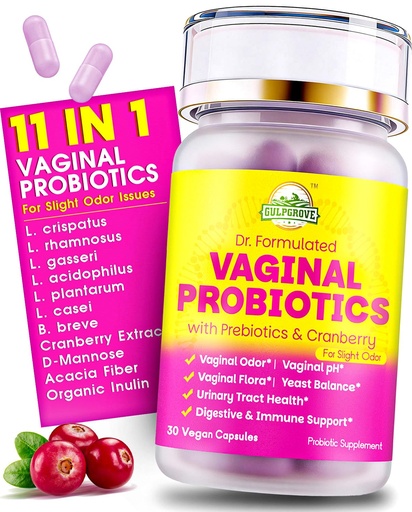 [BRSREHA6AV6QOC3G] Vaginal Probiotics for Women with Prebiotics & Cranberry - Dr. Formulated Feminine pH Balance Daily Supplement, Supports Vaginal Odor Control & Urinary Tract Health, 30 Servings