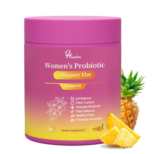 [BRSREHTYC56QMHLV] Her Juicy Women's Probiotic Gummies: Supports Women’s Wellness & pH Balance, Clean Vegan, Pineapple Flavor, Prebiotics & Lactobacillus Blend, with Slippery Elm, Gut Health & Immune Defense, 60 Gummies