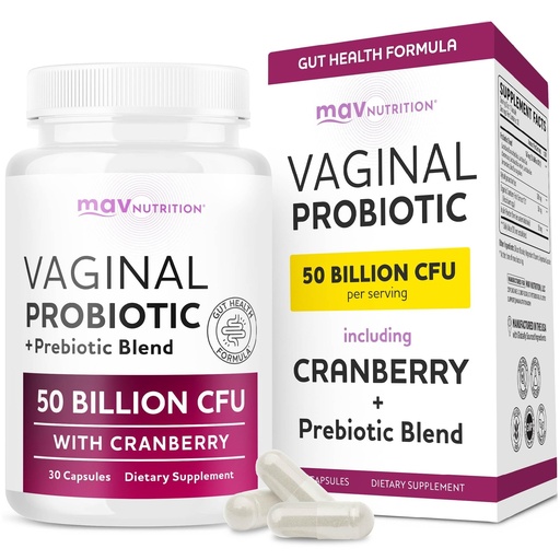 [BRSRGGD7DIMAAFAY] Vaginal Probiotics | 50 Billion CFU for Vaginal Health & pH Balance for Women | Healthy Odor & Yeast Balance | Womens Probiotics and Prebiotics with Cranberry Extract | Gluten-Free, Vegan | 30 Ct