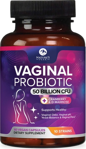 [BRSRAAIOBENQKCAU] Vaginal Probiotics for Women pH Balance with Prebiotics - 50 Billion CFU - 10 Unique Feminine Strains, Cranberry & D-Mannose for Women's Probiotic Vag Health, Supplement Bottled in USA - 60 Capsules