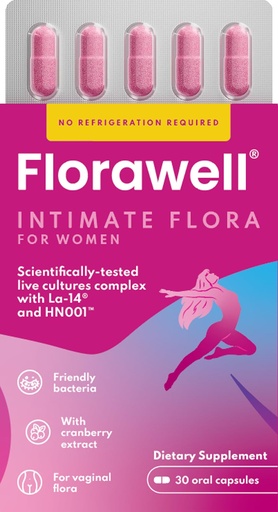 [BRSROALQCEJWADLU] Florawell® Vaginal Probiotics for Women – pH Balance, Healthy Odour, UT & Intimate Health - Vaginal Health Supplement with Cranberry Extract - 30 Oral Capsules