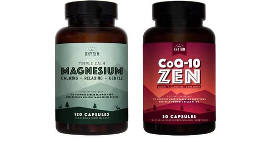 [BRSRMYIDC4ARUD3O] Natural Rhythm Cardio Calm Bundle - Triple Calm Magnesium 150mg, 120 Capsules + CoQ10-ZEN (Coenzyme Q10 + L-Carnitine + L-Theanine), 30 Capsules