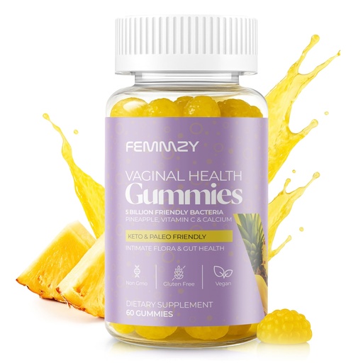 [BRSREZQ3CQBQ4HTP] Vaginal Probiotic Gummies for Women - BV and Odor Support, pH Balance, Intimate Flora & Gut Health – Advanced Lactobacillus Strains + Prebiotic Blend + Vitamin C for Immune — Tasty Pineapple