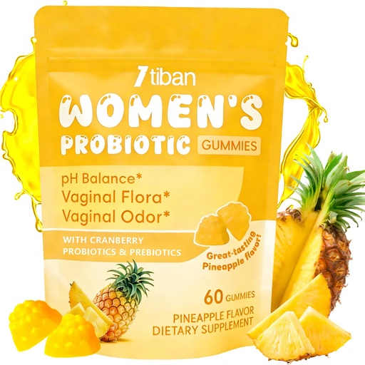 [BRSRGZQ5CAOWAALL] Vaginal Probiotics Gummies for Women, Premium Feminine pH Balance Gummies, Healthy Odor, Yeast Balance & Flora + Vitamin C for Immune Support, 60ct Pineapple Flavor