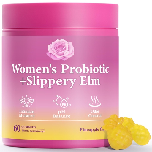 [BRSREFABOYNWY2D5] Her Juicy Feminine Probiotics Gummies with Slippery Elm Supports pH Balance Gut Health & Immune System Promote Vaginal Health for Women 60 Pineapple Gummies