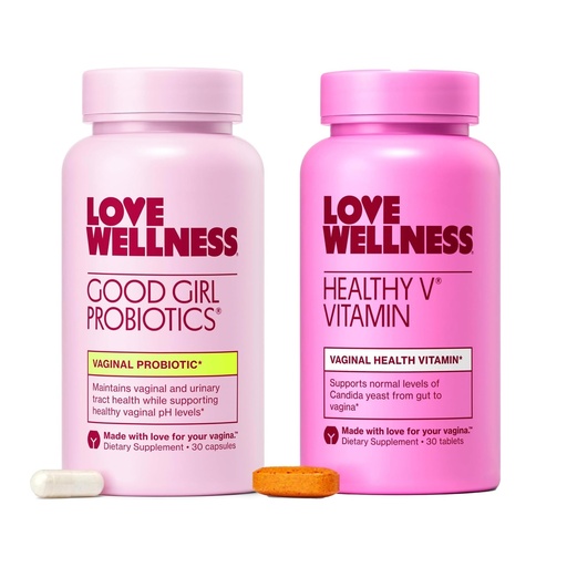[BRSRABLQAQNAOGQ3] Love Wellness Good Girl Probiotics and Healthy V Vitamin | Womens Wellness Duo | Womens Probiotics Supplements for pH Balance and Vaginal Health