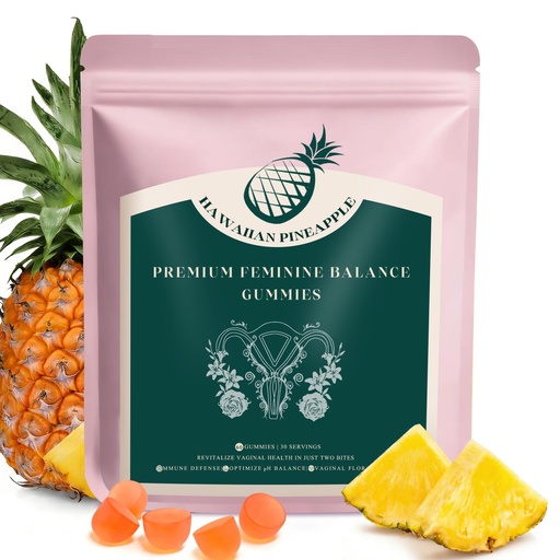 [BRSRGZQFDJ6AY23K] Premium Feminine Balance Gummies, Pineapple Vaginal Probiotics for Women, pH Balance Feminine Gummies for Immune Support, Vegan & Gluten Free, 60 Count (30 Servings)