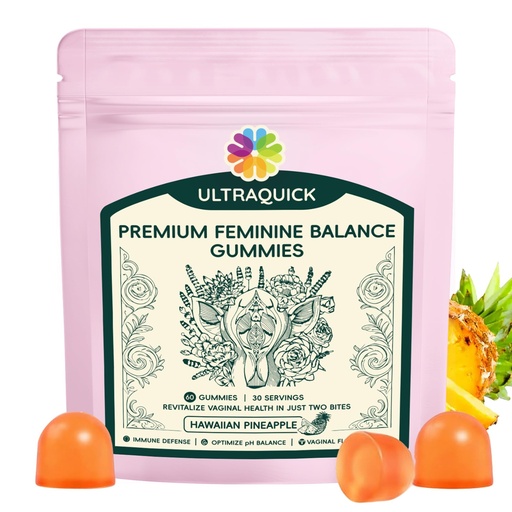 [BRSRGGAHBEIWGCTG] Premium Feminine Balance Gummies - 60 Count (30-Day Supply) - Pineapple Flavor Vaginal Health Supplements for Women - Probiotic & Antioxidant Support for Odor, Freshness & pH Balance