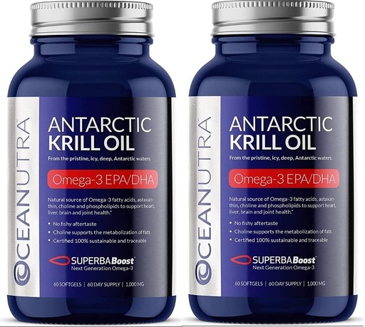 [BRSROZQTOUFWMELZ] 100% Pure Krill Oil 1000MG 120-Day Supply Double Strength 56% Phospholipids Astaxanthin Sustainable Antarctic SuperbaBoost Omega 3 EPA DHA Heart Brain Skin Care, Third-Party Tested, No Fish Oil