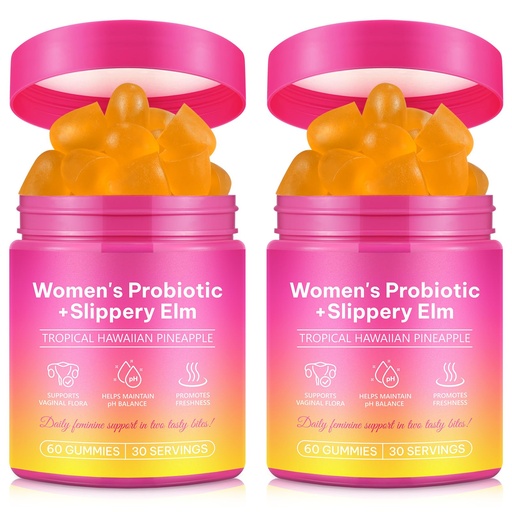 [BRSREGAFCMBRYETX] Feminine Balance Gummies for Women, Vaginal Probiotics with Prebiotics & Lactobacillus Probiotic Blend, Supports pH Balance & Immune Health, Womens Probiotic Slippery Elm