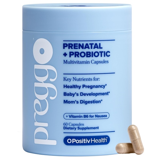 [BRSREAQTCQCR4GYY] O Positiv PREGGO Prenatal + Probiotic Multivitamin Capsules – OBGYN-Formulated Advanced Prenatal with Folate, Choline, Omega-3s, Vitamins, Minerals & Probiotics – 30 Servings