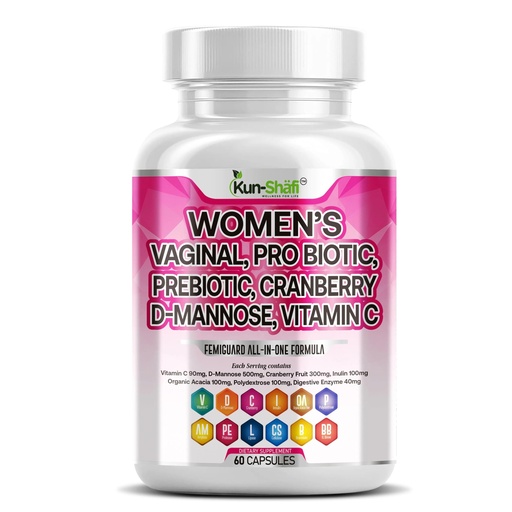 [BRSREHQHBACBGHLB] Vaginal Probiotic for Women – Cranberry, D-Mannose, Inulin, Vitamin C, Prebiotic & Enzyme Complex– Feminine Health, UTI Cleanse & pH Balance Support – 60 Capsules