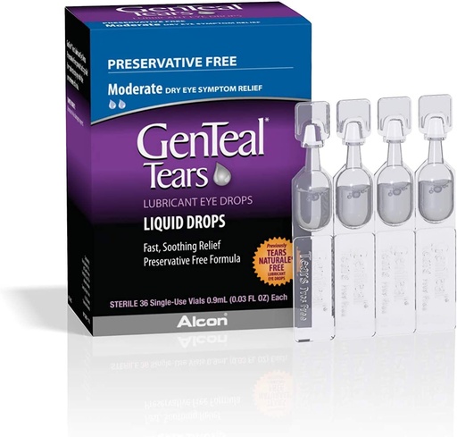 [BRSWG233CIMQ4FDH] GenTeal Tears Liquid Drops, Single-Use Vials - 36 ct, Pack of 6