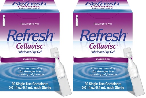 [BRSRABIBAR6R42A6] Refresh Celluvisc Lubricant Eye Gel for Dry Eyes, Preservative-Free Drops, 0.01 Fl Oz Single-Use Containers, 30 Count (Pack of 2)