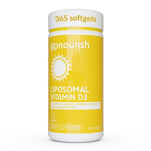 [BRSWYFIKDMFGKE3B] UpNourish Liposomal Vitamin D3 5000 IU Softgels - 1 Year Supply | Organic Coconut Oil Infused Vitamin D Supplements - Support Bone, Dental, Heart, Mood & Immune Health - Non GMO Gluten Free - 365 ct