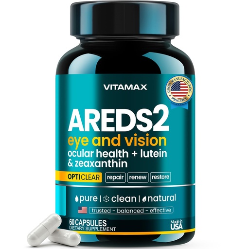 [BRSREZY3OF4B6A3Z] AREDS 2 Eye Vitamins - Lutein, Zeaxanthin, Bilberry, Astaxanthin Mineral Vision Supplement - Supports Eye Strain, Dry Eyes, Pressure, and Vision Health - Made in USA - 60ct