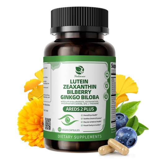 [BRSRE2QBBF5BYC3L] Lutein and Zeaxanthin Supplements - Advanced AREDS 2 Eye Vitamins - Bilberry Supplement for Eyes, with Astaxanthin, Ginkgo Biloba, Sodium Hyaluronate - for Eye Health & Brain Support, 60 Capsules